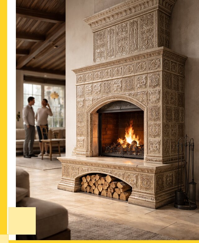 Купить изразцовый камин в Мегионе от 260625 р. | ЭриданМго