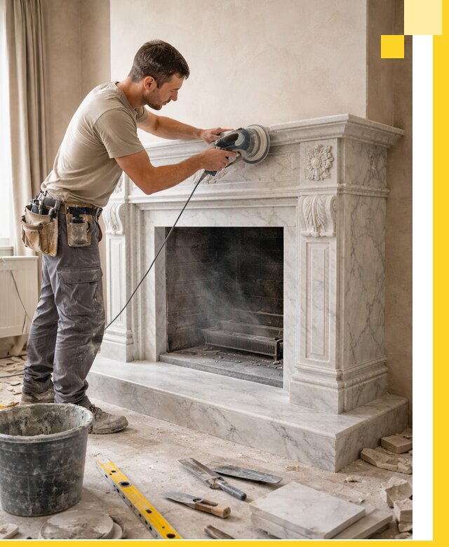 Изготовление и установка мраморных каминов в Мегионе под ключ