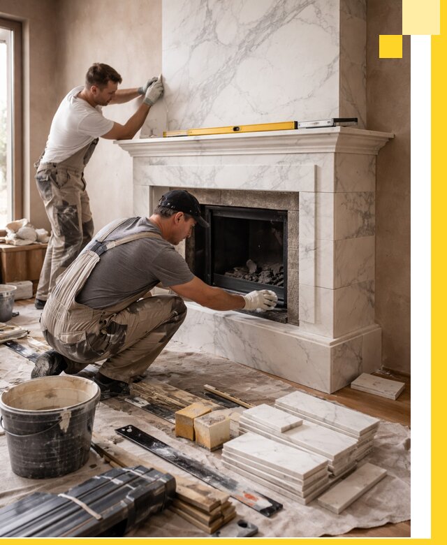 Отделка каминов в Мегионе качественные облицовочные работы