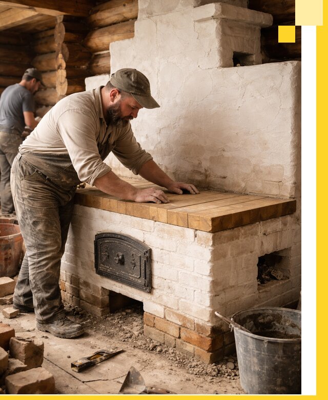 Проектирование и установка русской печи с лежанкой в Мегионе