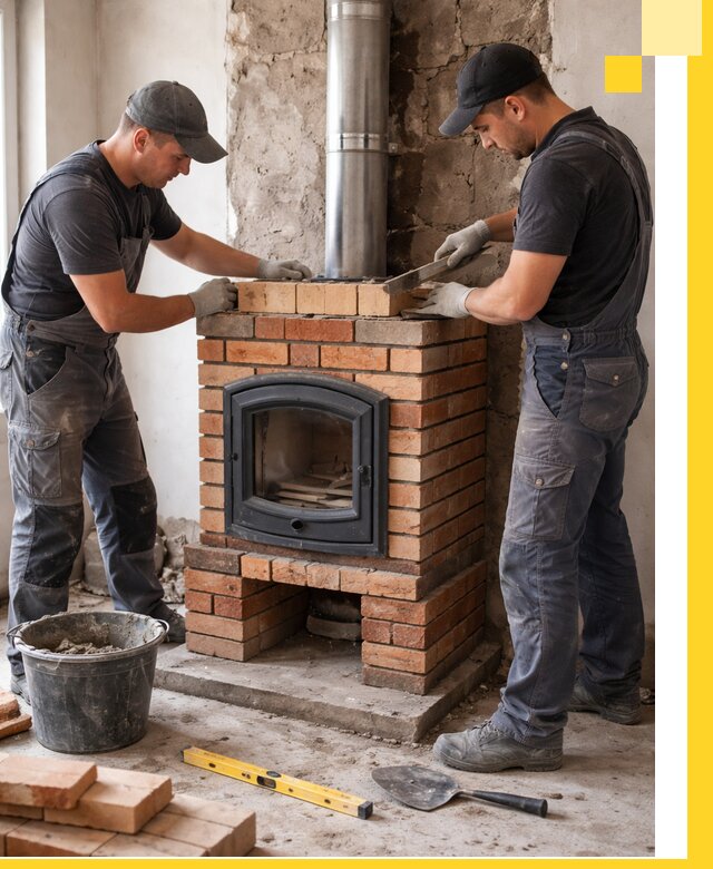 Монтаж печи камина под ключ в Мегионе с гарантией и пусконаладкой