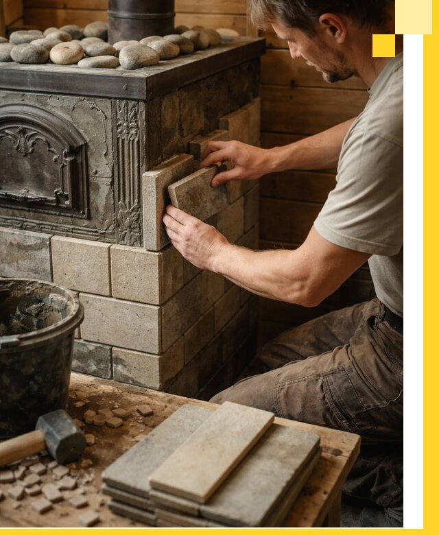 Облицовка банных печей в Мегионе профессиональная отделка