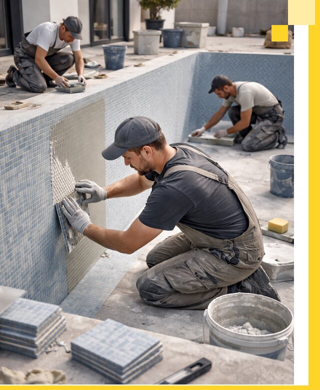 Облицовка бассейнов в Мегионе плитка мозаика гидроизоляция