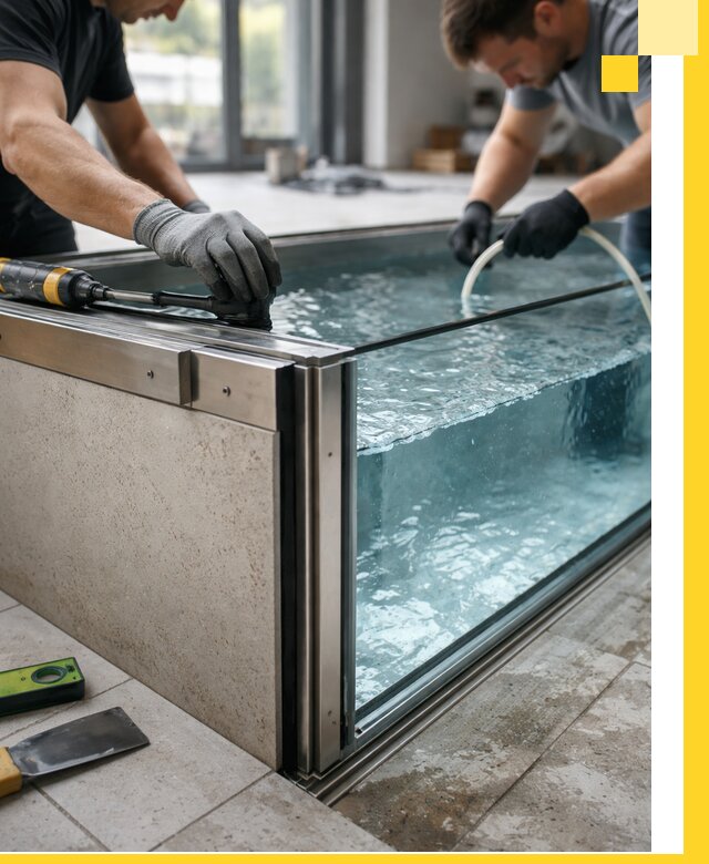 Проектирование и монтаж стеклянных бассейнов в Мегионе