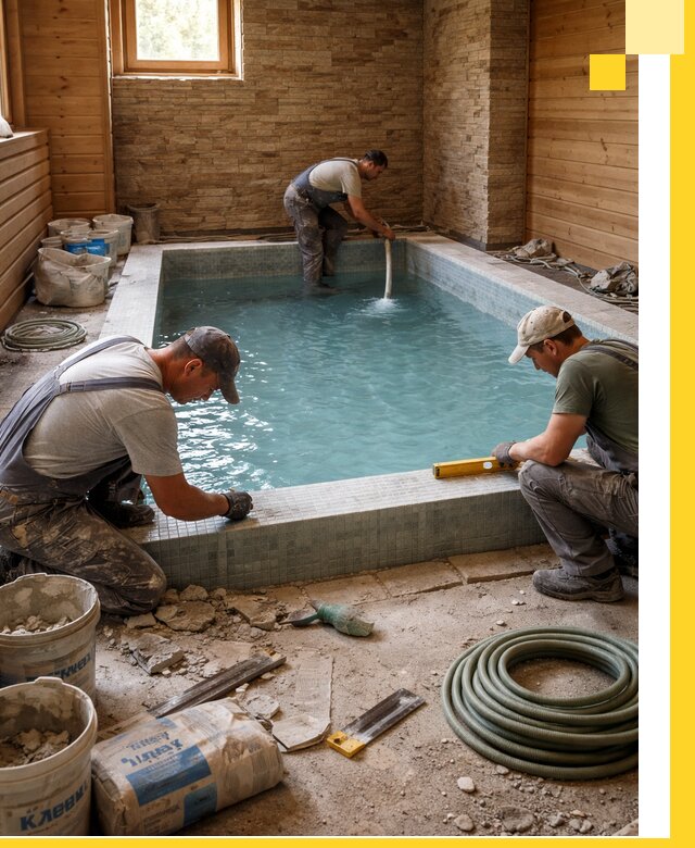 Проектирование и строительство бассейнов для бани в Мегионе