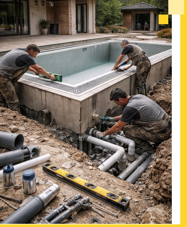 Строительство переливных бассейнов в Мегионе под ключ