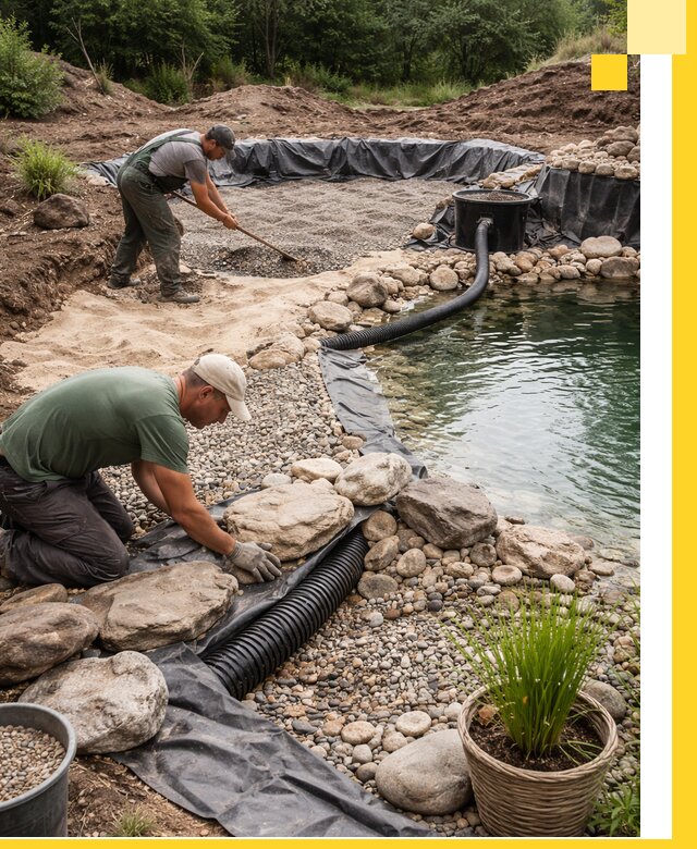 Строительство природных бассейнов и озер в Мегионе под ключ