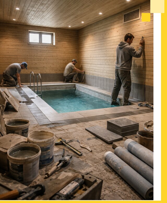 Строительство бани с бассейном и сауной под ключ в Мегионе