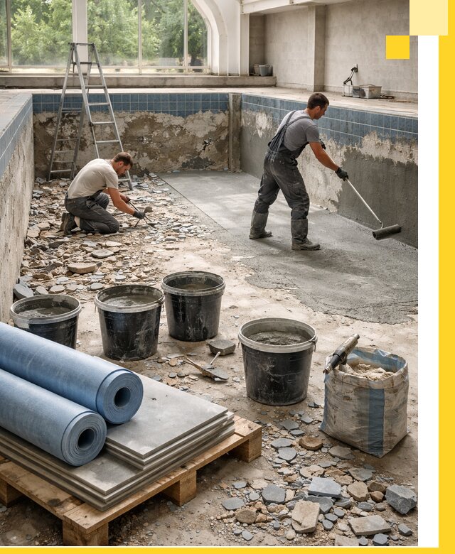 Реконструкция бассейнов в Мегионе: ремонт, гидроизоляция