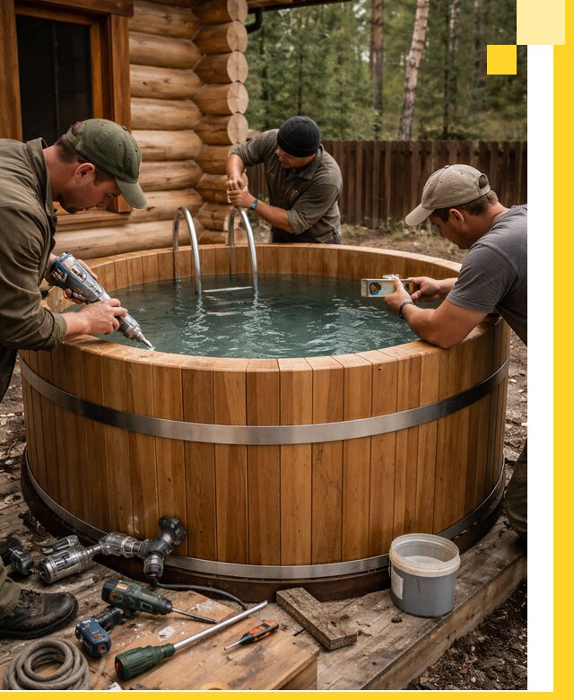 Строительство бань с купелью под ключ и отделкой в Мегионе