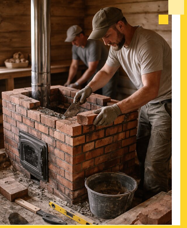 Кирпичные печи для бани под ключ в Мегионе, проект и монтаж