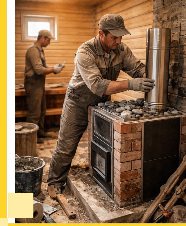 Монтаж печи в бане под ключ в Мегионе от 20850 р. | ЭриданМго