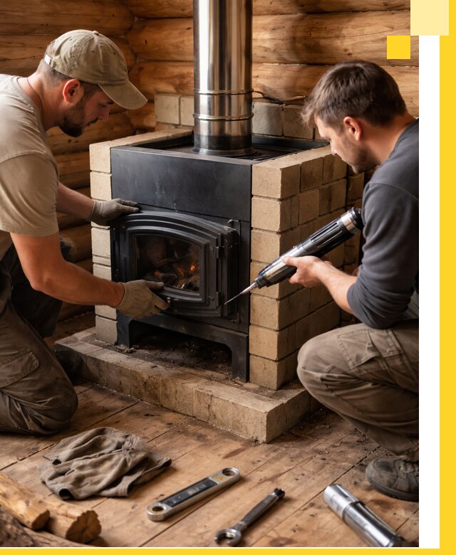 Монтаж и установка печи в бане под ключ с гарантией в Мегионе