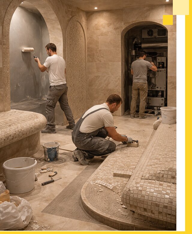 Строительство бани с хамамом и бассейном под ключ в Мегионе