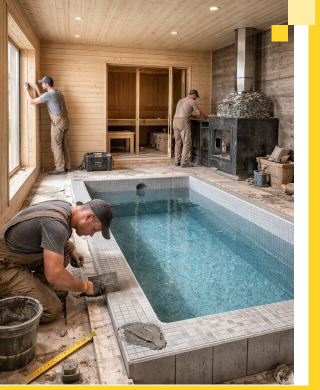 Проект бани с бассейном и сауной в Мегионе под ключ