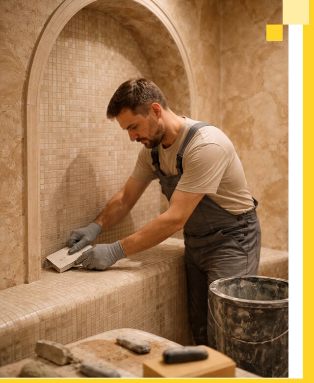 Профессиональная отделка хамамов с мозаикой под ключ в Мегионе