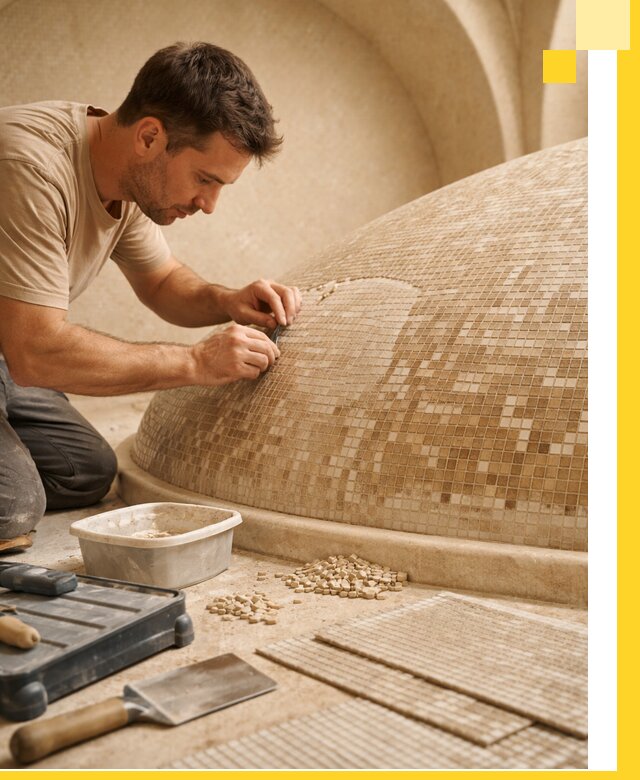 Профессиональная укладка мозаики для хамама под ключ в Мегионе