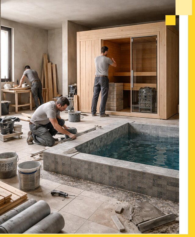 SPA зоны под ключ с бассейном сауной и печью в Мегионе